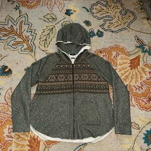 Miss Me Full-Zip Hoodie Aztec Southwestern Boho French Terry Sweatshirt Large